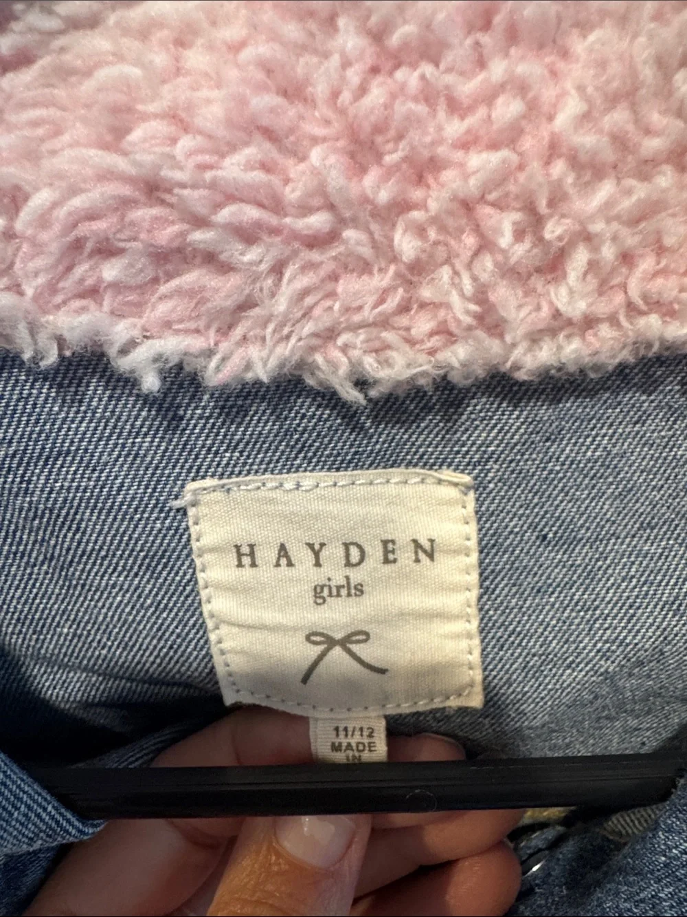 Hayden Girl Pink Collar Denim Jacket for Kids - Unknown Brand